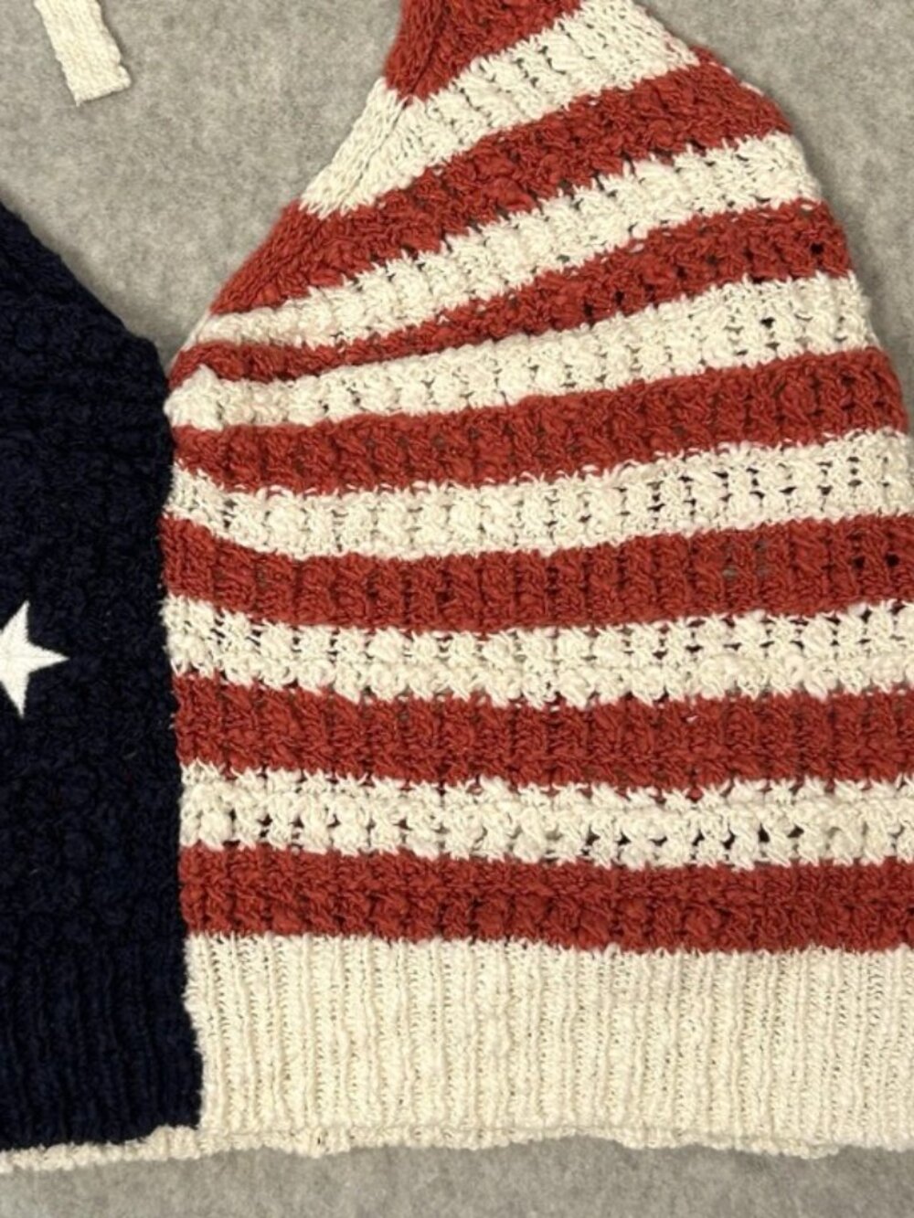 American Eagle Crochet American Flag Crop Halter Top Women’s XS Boho Festival - Picture 9 of 15